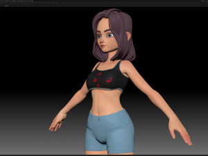 zbrush stylized character girl base mesh - amy girl style 3 Modelo 3D