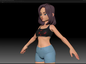 Базовая сетка стилизованного персонажа девушки в zbrush &mdash; стиль девушки Эми 3 3D Модель