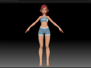 zbrush stylized character girl base mesh - amy girl style 4 3D Model