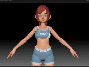 zbrush 风格化角色女孩基础网格 - 艾米女孩风格 4 3D 模型