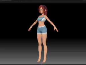 zbrush 风格化角色女孩基础网格 - 艾米女孩风格 4 3D 模型