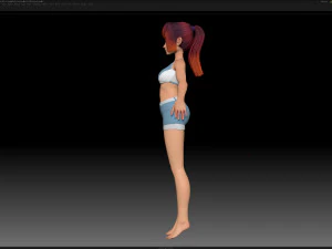 zbrush 风格化角色女孩基础网格 - 艾米女孩风格 4 3D 模型