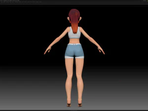 zbrush 风格化角色女孩基础网格 - 艾米女孩风格 4 3D 模型