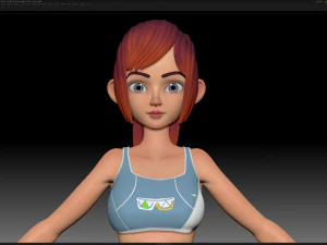zbrush 风格化角色女孩基础网格 - 艾米女孩风格 4 3D 模型