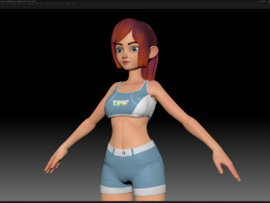 zbrush stylized character girl base mesh - amy girl style 4 Modelo 3D