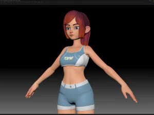 zbrush 风格化角色女孩基础网格 - 艾米女孩风格 4 3D 模型