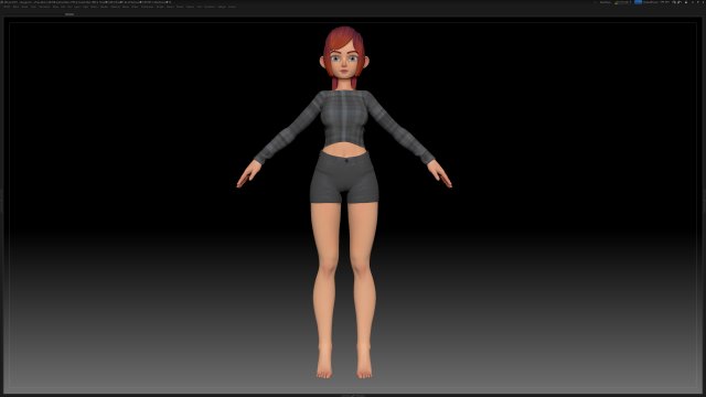 zbrush stylized character girl base mesh - amy girl style 5 3D 模型 .c4d .max .obj .3ds .fbx .stl .blend 