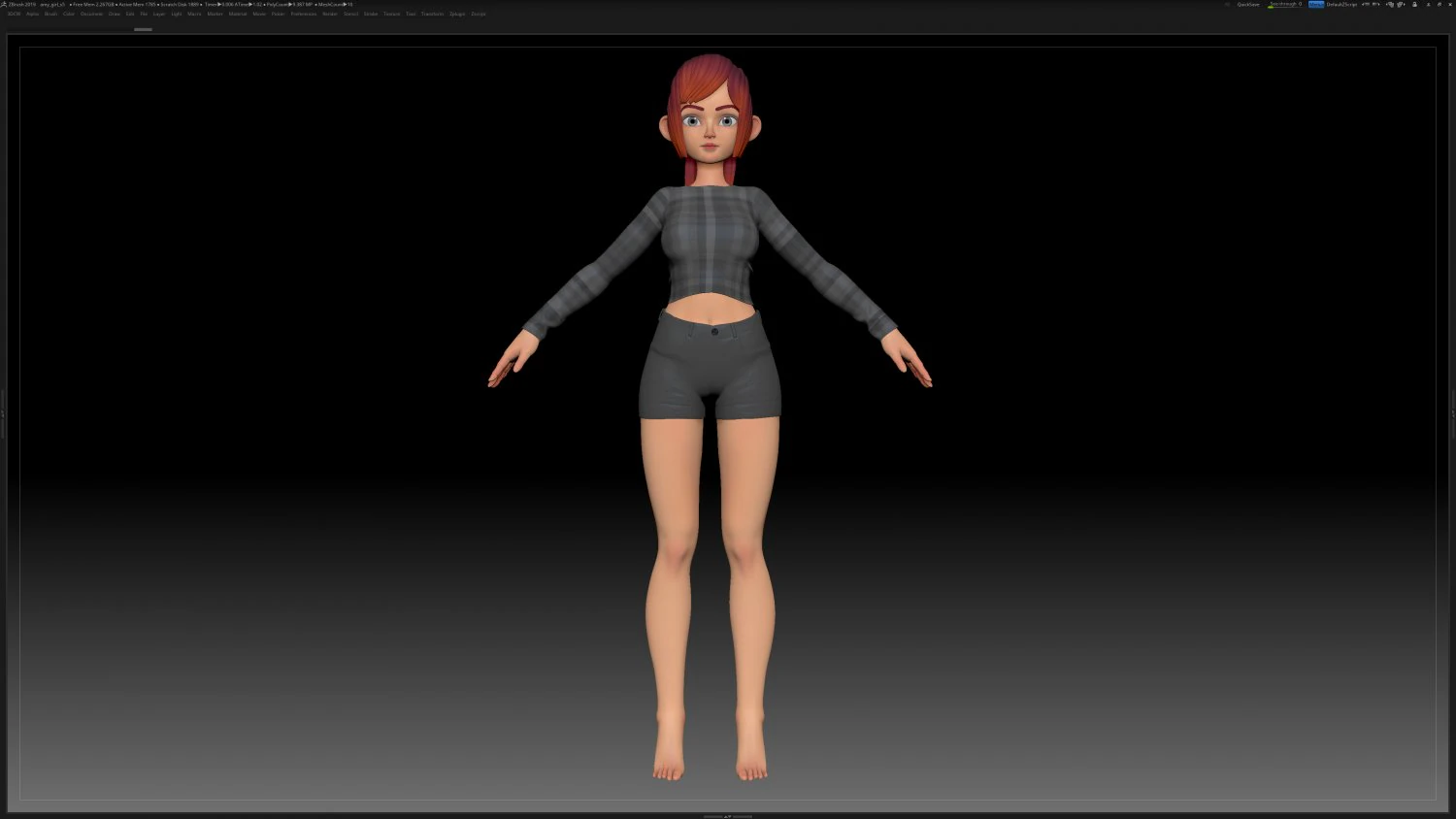 zbrush stylized character girl base mesh - amy girl style 5 3D Model .c4d .max .obj .3ds .fbx .stl .blend 
