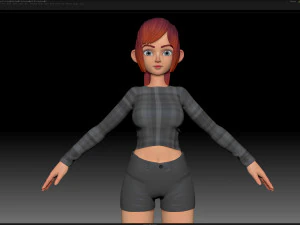 zbrush stylized character girl base mesh - amy girl style 5 3D Model