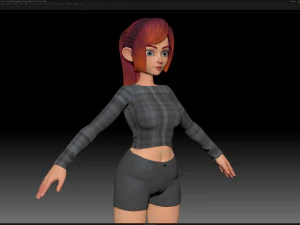 zbrush stylized character girl base mesh - amy girl style 5 3D Model