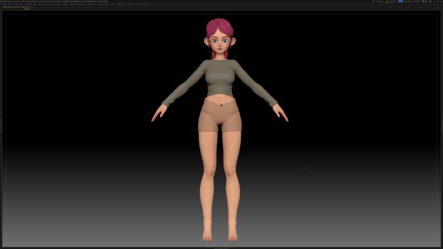 zbrush stylized character girl base mesh - amy girl style 6 Modelo 3D .c4d .max .obj .3ds .fbx .stl .blend 