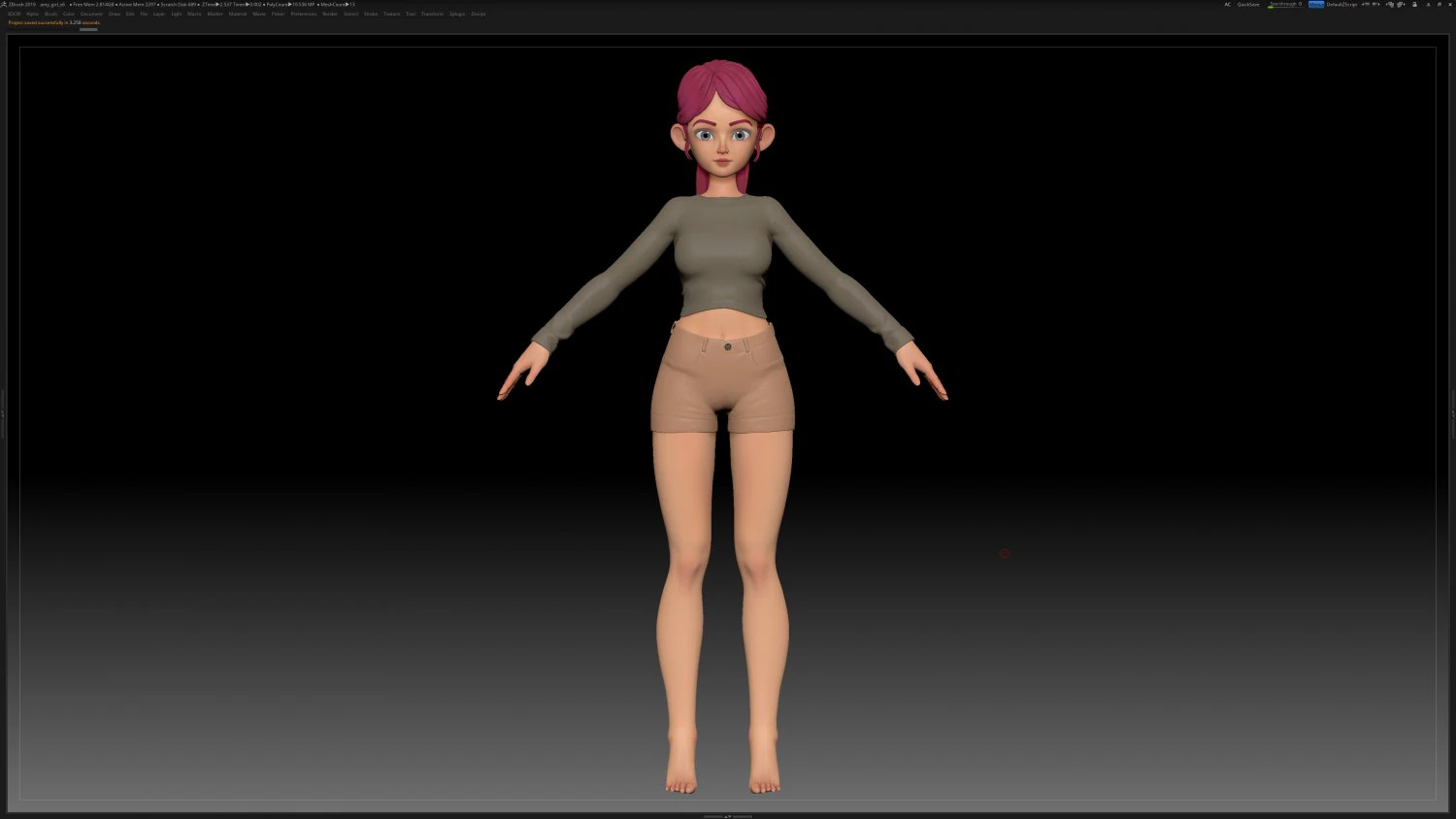 zbrush personagem estilizado malha base feminina - estilo amy girl 6 Modelo 3D .c4d .max .obj .3ds .fbx .stl .blend 