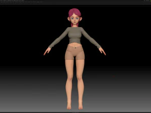 zbrush stylized character girl base mesh - amy girl style 6 3D Model