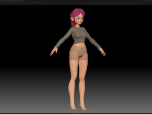 zbrush stylized character girl base mesh - amy girl style 6 Modelo 3D