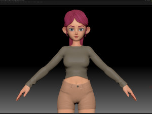 zbrush stylized character girl base mesh - amy girl style 6 Modelo 3D