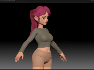 zbrush stylized character girl base mesh - amy girl style 6 Modelo 3D