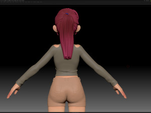 zbrush stylized character girl base mesh - amy girl style 6 Modelo 3D