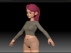 zbrush stylized character girl base mesh - amy girl style 6 Modelo 3D