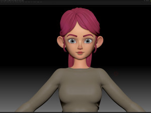 zbrush stylized character girl base mesh - amy girl style 6 Modelo 3D