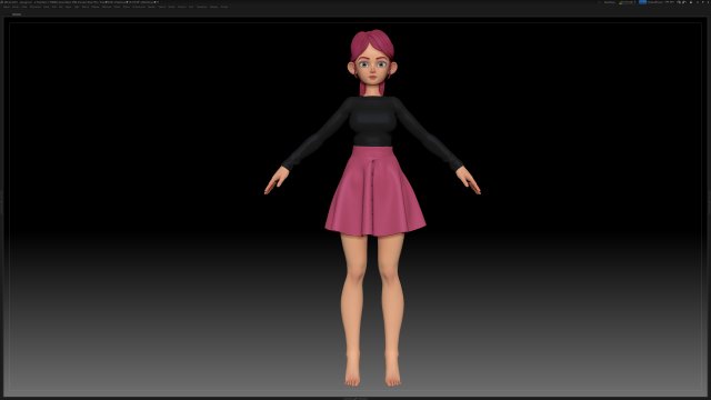 zbrush stylized character girl base mesh - amy girl style 7 Modelo 3D .c4d .max .obj .3ds .fbx .stl .blend 