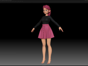 zbrush stylized character girl base mesh - amy girl style 7 Modelo 3D