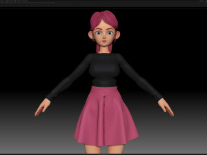 zbrush stylized character girl base mesh - amy girl style 7 Modelo 3D