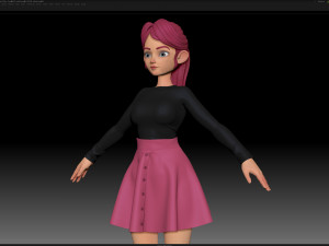 zbrush stylized character girl base mesh - amy girl style 7 Modelo 3D