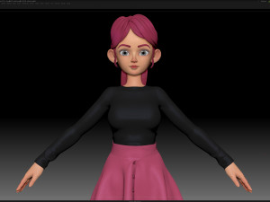 zbrush stylized character girl base mesh - amy girl style 7 Modelo 3D