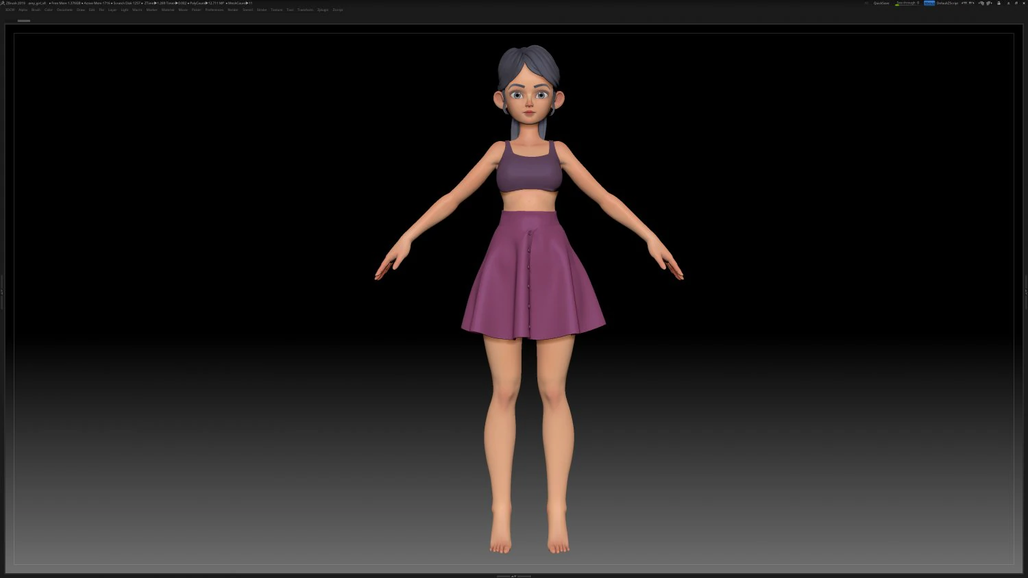 zbrush personagem estilizado malha base feminina - estilo amy girl 8 Modelo 3D .c4d .max .obj .3ds .fbx .stl .blend 