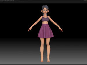 zbrush stylized character girl base mesh - amy girl style 8 3D Model