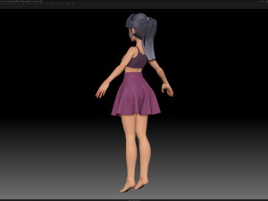zbrush stylized character girl base mesh - amy girl style 8 3D Model