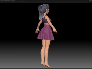 zbrush stylized character girl base mesh - amy girl style 8 3D Model