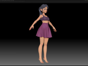zbrush stylized character girl base mesh - amy girl style 8 3D Model