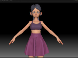 zbrush stylized character girl base mesh - amy girl style 8 3D Model
