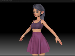 zbrush stylized character girl base mesh - amy girl style 8 3D Model