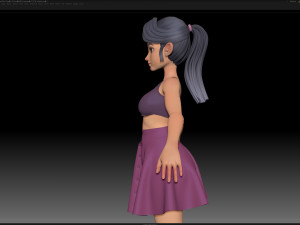 zbrush stylized character girl base mesh - amy girl style 8 3D Model