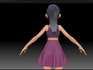 zbrush stylized character girl base mesh - amy girl style 8 3D Model