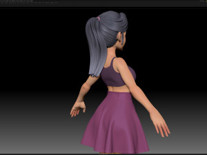 zbrush stylized character girl base mesh - amy girl style 8 3D Model