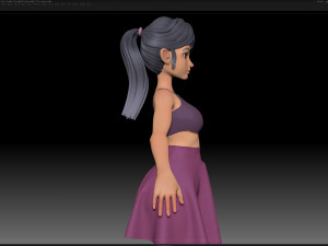 zbrush stylized character girl base mesh - amy girl style 8 3D Model