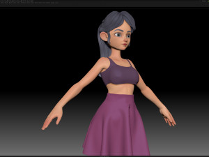 zbrush stylized character girl base mesh - amy girl style 8 3D Model