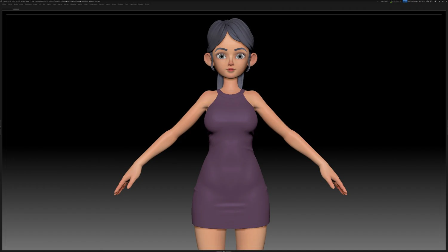 maille de base de fille de personnage stylis&eacute; zbrush - style amy girl 9 Modèle 3D .c4d .max .obj .3ds .fbx .stl .blend 