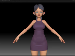 zbrush stylized character girl base mesh - amy girl style 9 3D Model