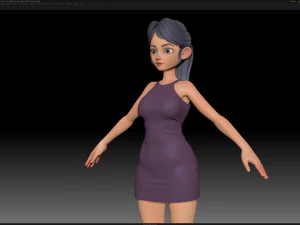maille de base de fille de personnage stylis&eacute; zbrush - style amy girl 9 Modèle 3D