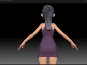 maille de base de fille de personnage stylis&eacute; zbrush - style amy girl 9 Modèle 3D
