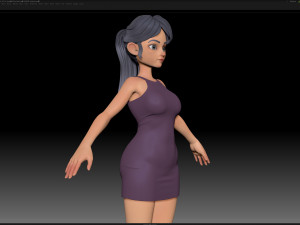 zbrush stylized character girl base mesh - amy girl style 9 Modelo 3D