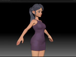 maille de base de fille de personnage stylis&eacute; zbrush - style amy girl 9 Modèle 3D