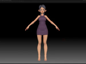 maille de base de fille de personnage stylis&eacute; zbrush - style amy girl 9 Modèle 3D