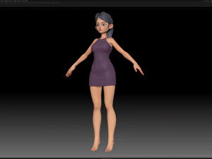 maille de base de fille de personnage stylis&eacute; zbrush - style amy girl 9 Modèle 3D