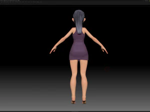 maille de base de fille de personnage stylis&eacute; zbrush - style amy girl 9 Modèle 3D
