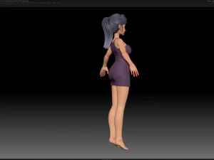 maille de base de fille de personnage stylis&eacute; zbrush - style amy girl 9 Modèle 3D